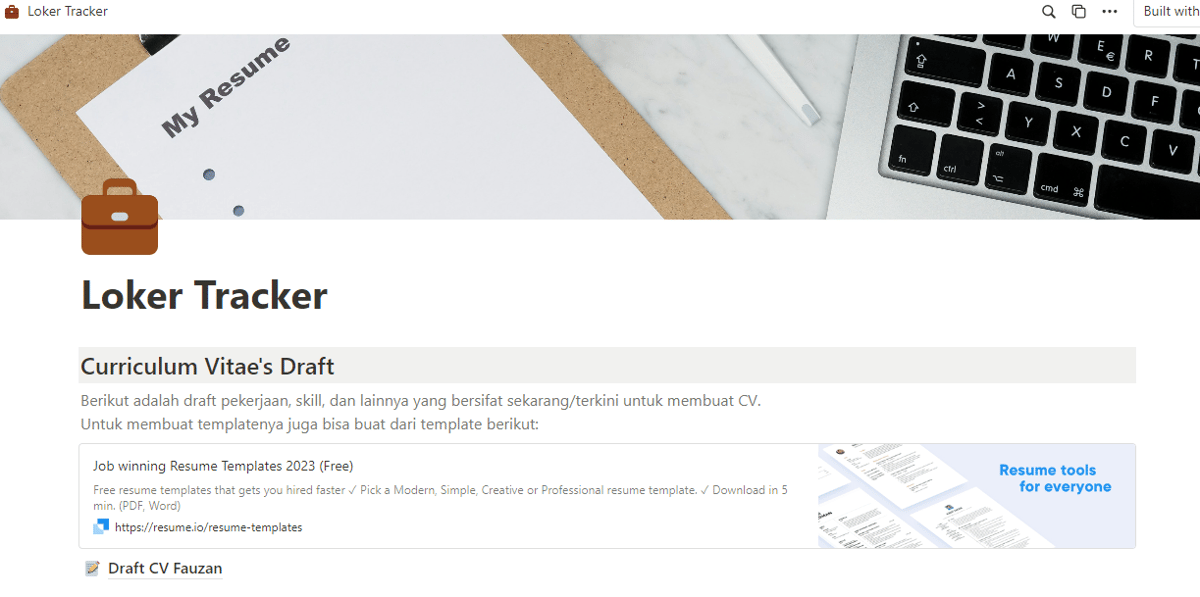 image for Loker Tracker/Job Hunter Tracker (Dapatkan Bonus Template Notion!) button