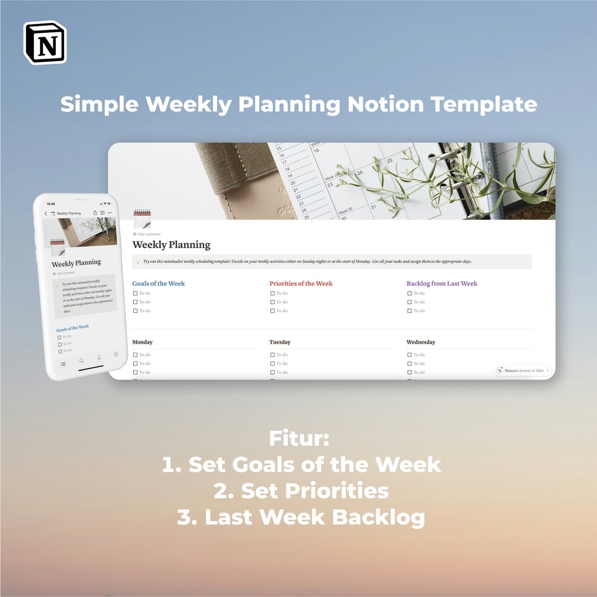image for [PROMO] Notion Template - Weekly Planning  button