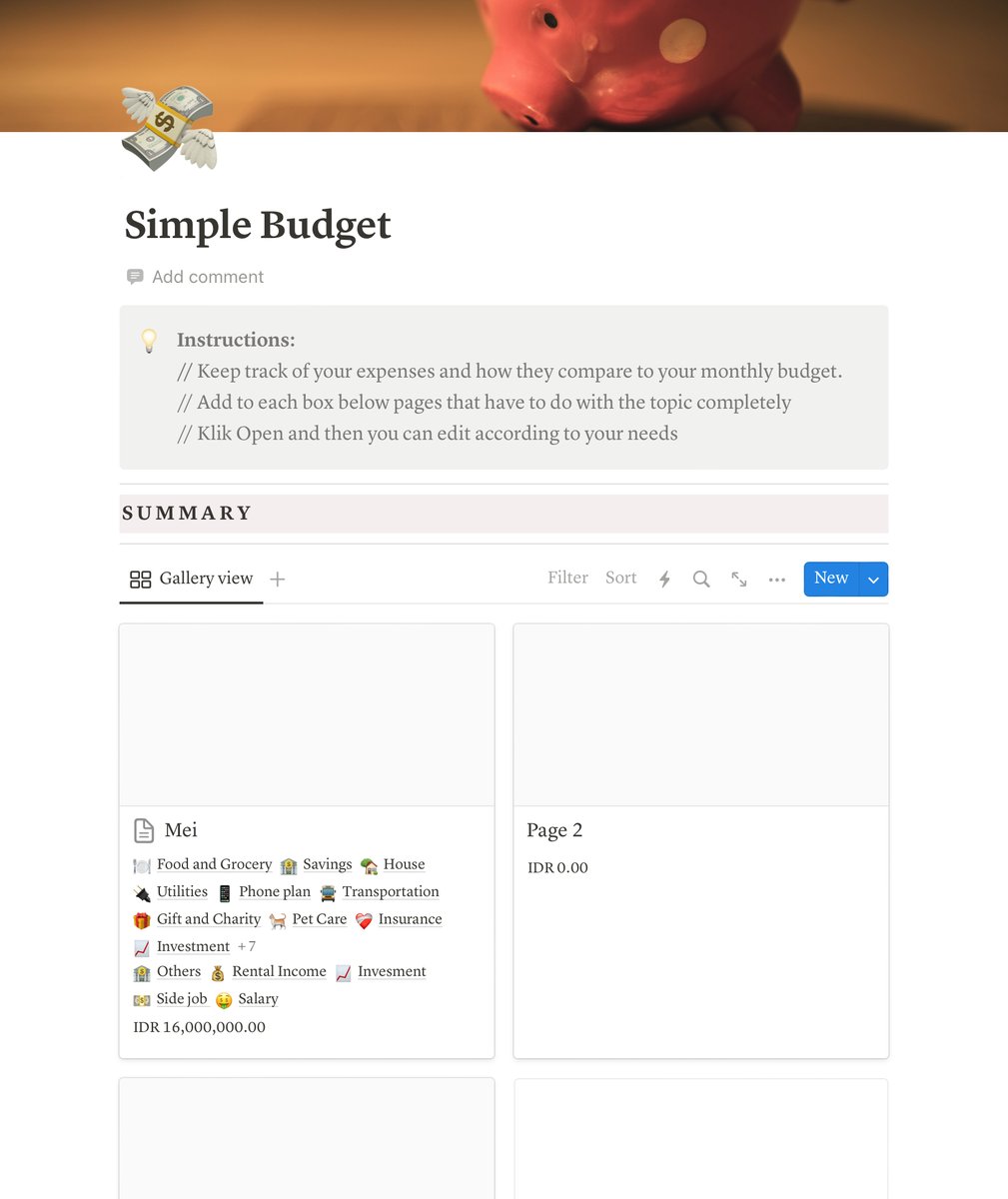 image for Simple Budget Template Notion button