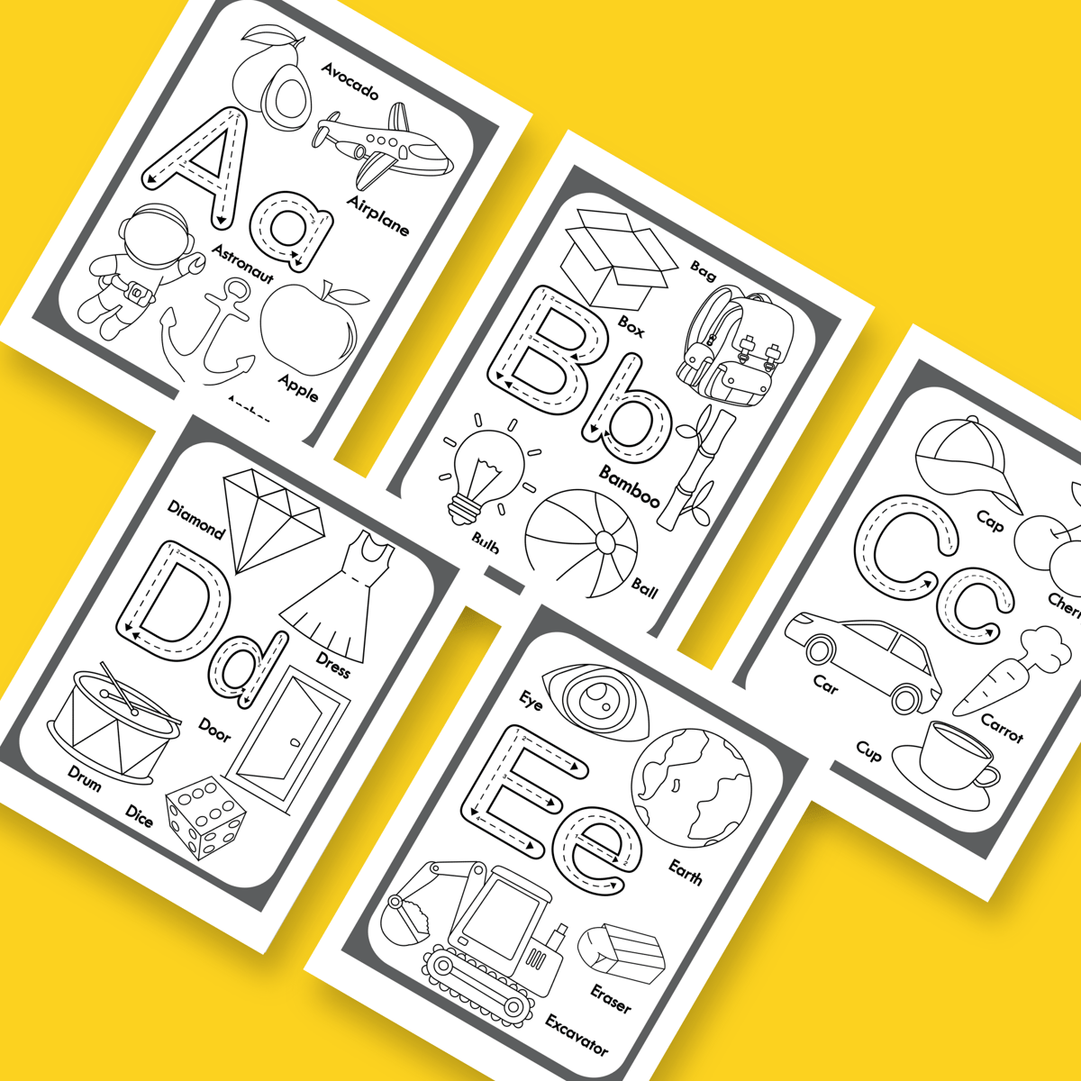image for Free 5 Printable ABC Alphabet Mewarnai button