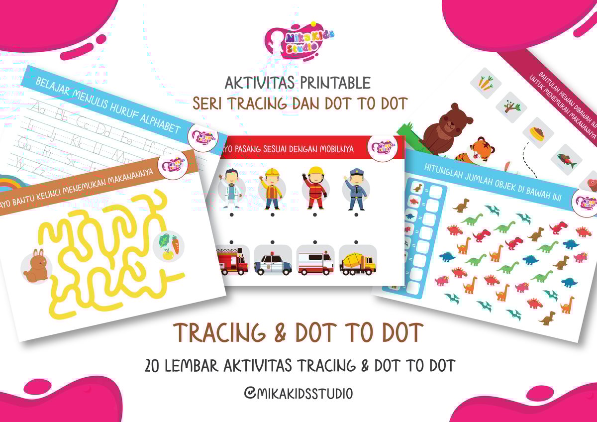 image for Seri Tracing and Dot to Dot (pelacakan dan titik ke titik) 20 lembar button
