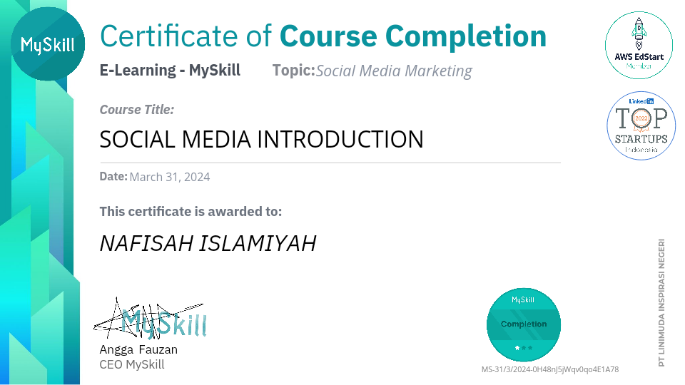 Image for Sertifikat  e-learning sosmed marketing