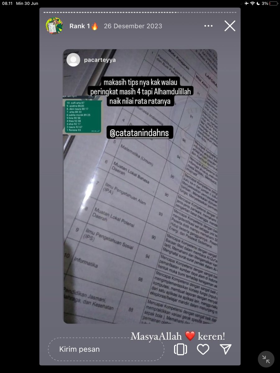 Image for FOTO KORBAN KECANDUAN BELAJAR PAKE "CATATAN INDAH" (GESER GAMBAR/CEK HIGHLIGHT IG CATATANINDAHNS BAGIAN "RANK 1"