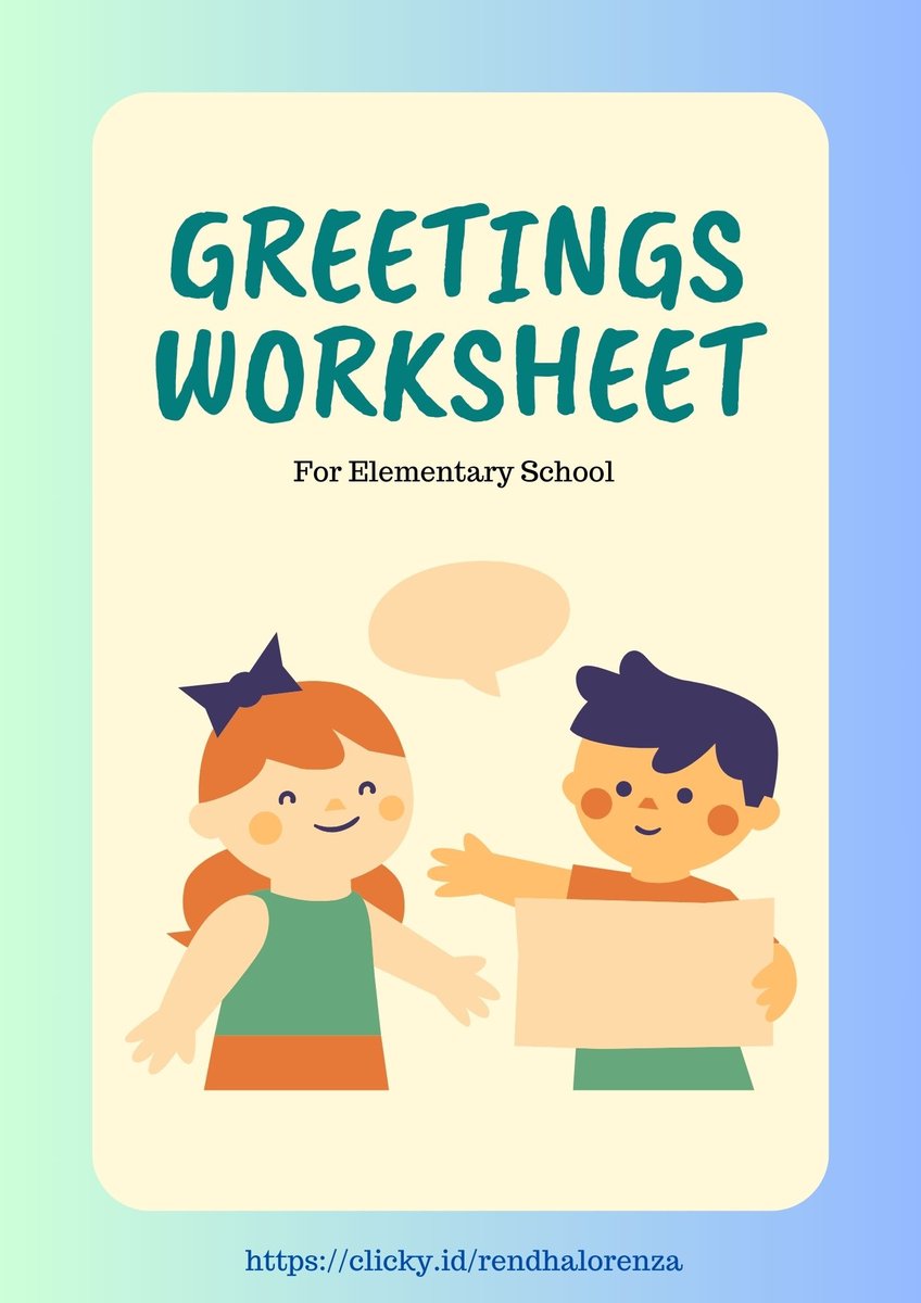 image for GREETINGS WORKSHEET for Elementary  button