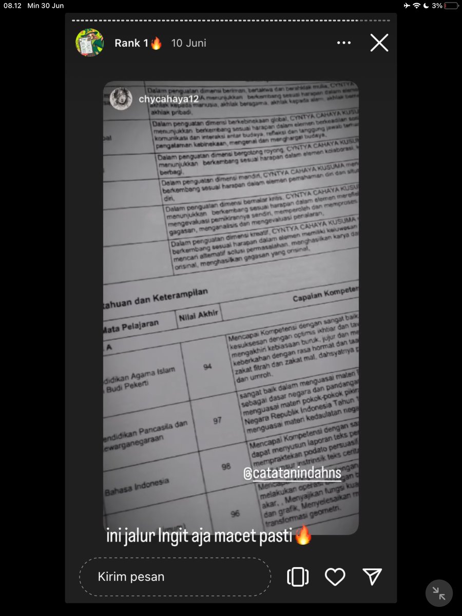 Image for FOTO KORBAN KECANDUAN BELAJAR PAKE "CATATAN INDAH" (GESER GAMBAR/CEK HIGHLIGHT IG CATATANINDAHNS BAGIAN "RANK 1"
