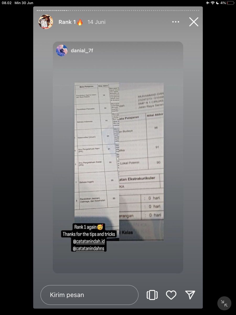 Image for FOTO KORBAN KECANDUAN BELAJAR PAKE "CATATAN INDAH" (GESER GAMBAR/CEK HIGHLIGHT IG CATATANINDAHNS BAGIAN "RANK 1"