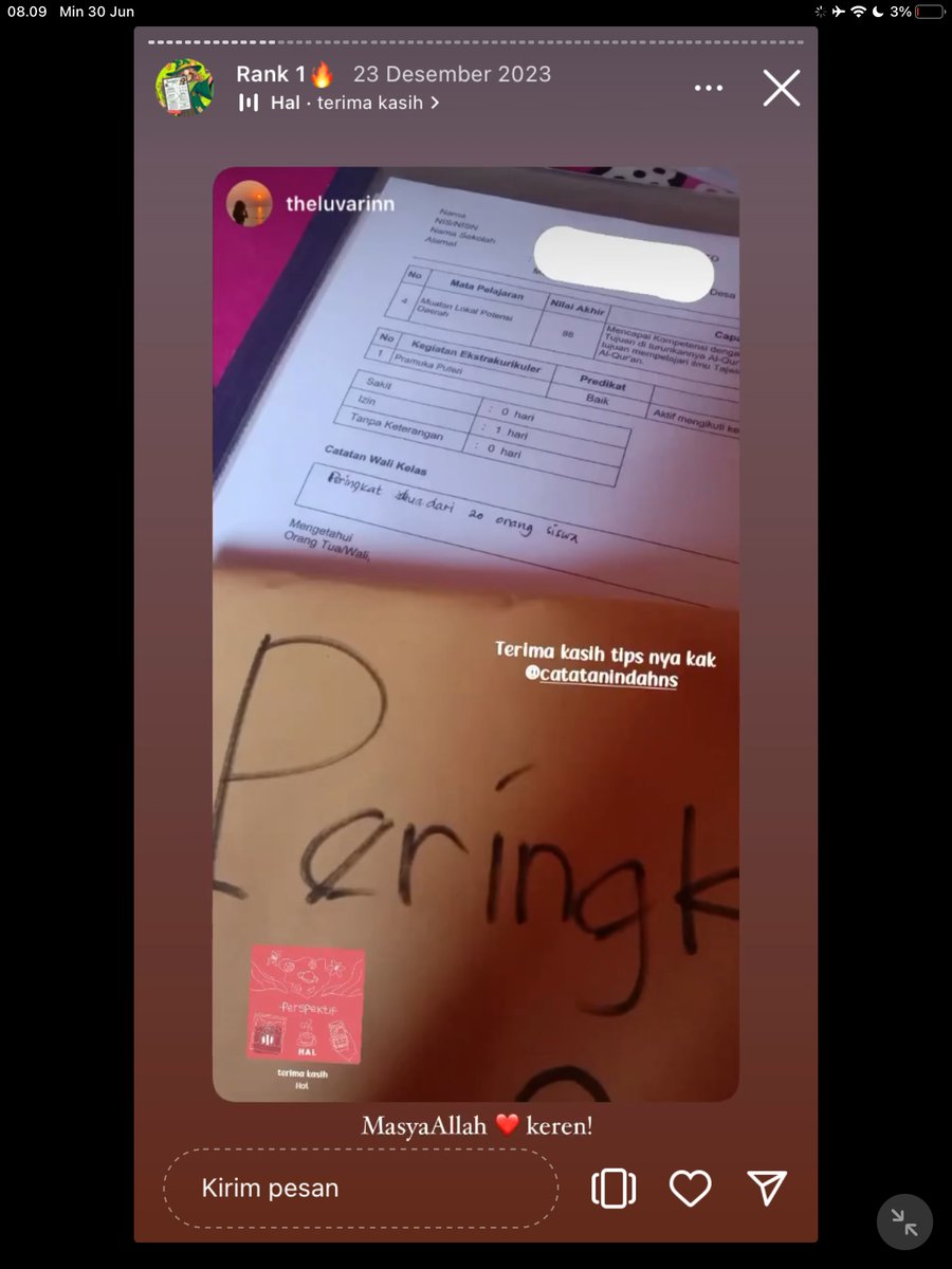Image for FOTO KORBAN KECANDUAN BELAJAR PAKE "CATATAN INDAH" (GESER GAMBAR/CEK HIGHLIGHT IG CATATANINDAHNS BAGIAN "RANK 1"