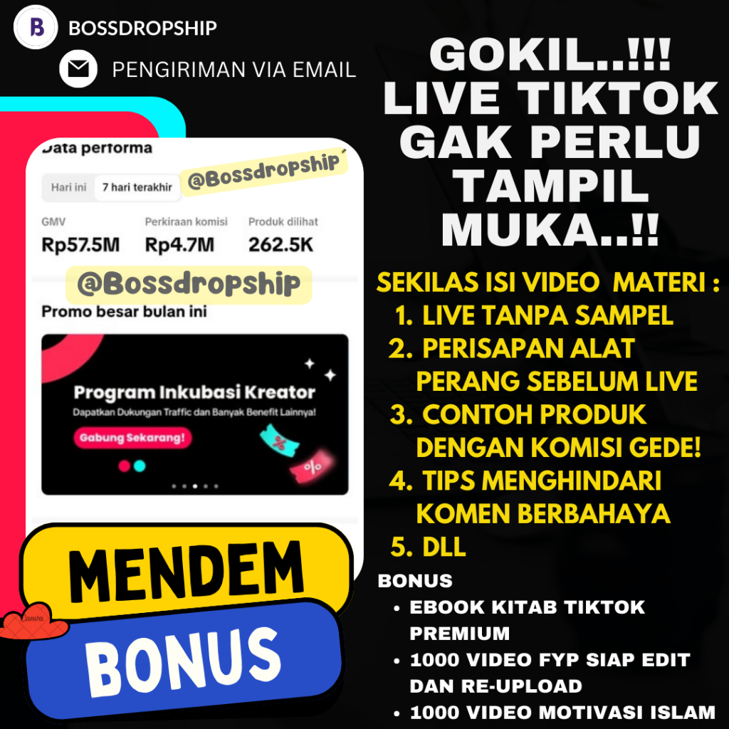 image for Video Materi Kaya dari tiktok dan cara Live streaming tanpa menunjukan muka button