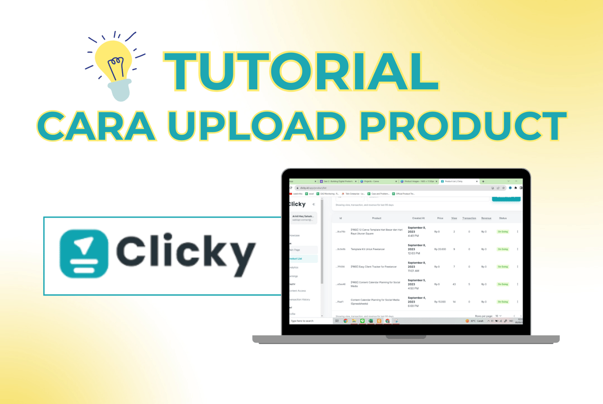 image for FREE - Tutorial Upload Product di Clicky button