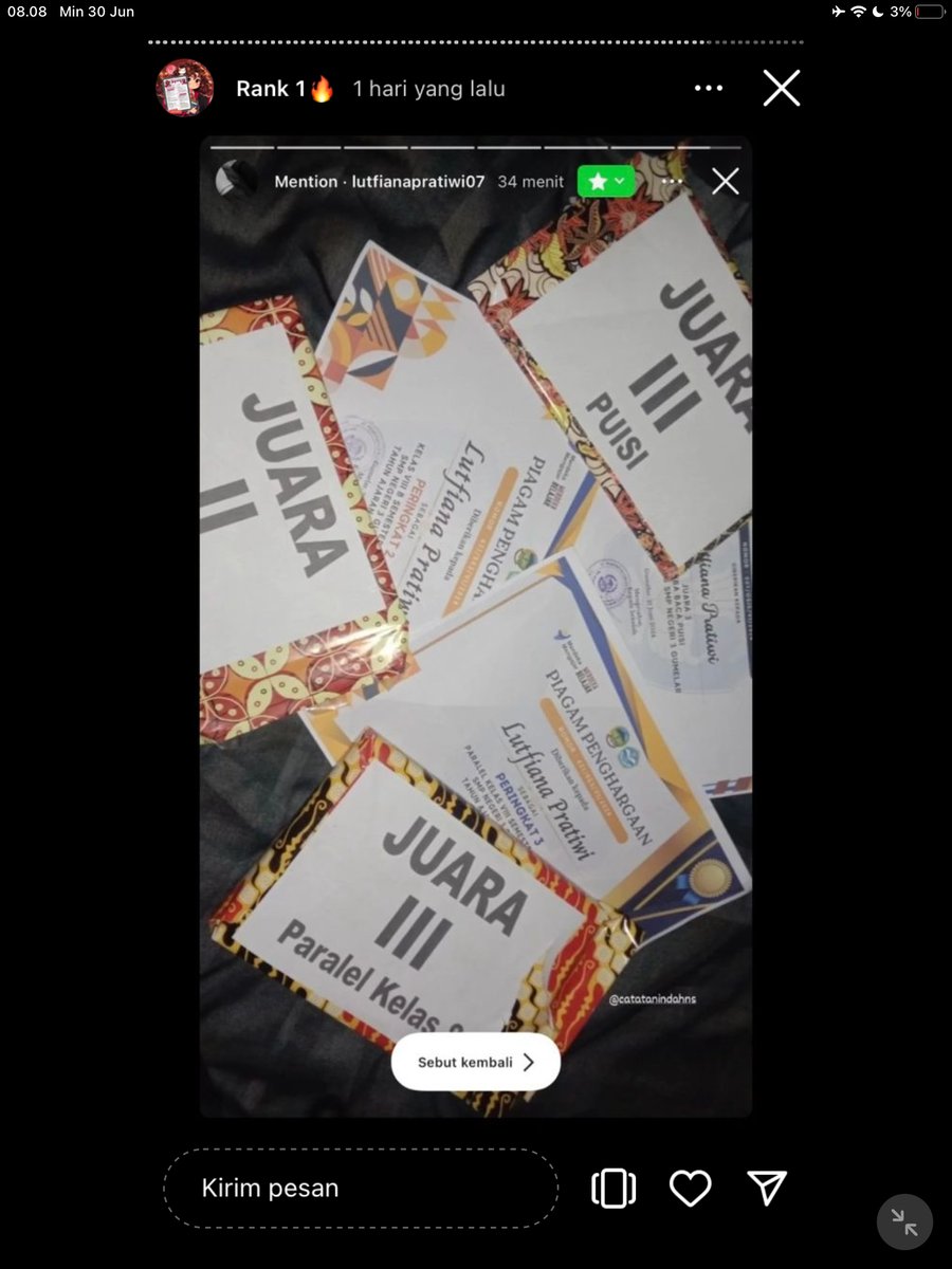 Image for FOTO KORBAN KECANDUAN BELAJAR PAKE "CATATAN INDAH" (GESER GAMBAR/CEK HIGHLIGHT IG CATATANINDAHNS BAGIAN "RANK 1"