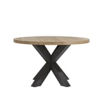 ronde eettafel metalox van henders&hazel houten blad met zwart metalen poten