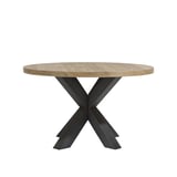 ronde eettafel metalox van henders&hazel houten blad met zwart metalen poten