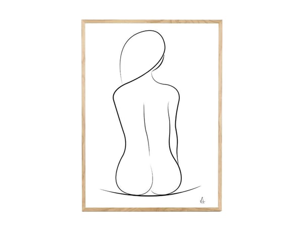 schilderij one line drawing frame hout tekening