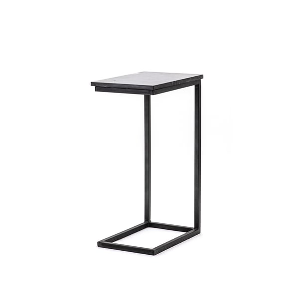 bijzettafel edge in marmer zwart met ijzeren frame byboo meubelen