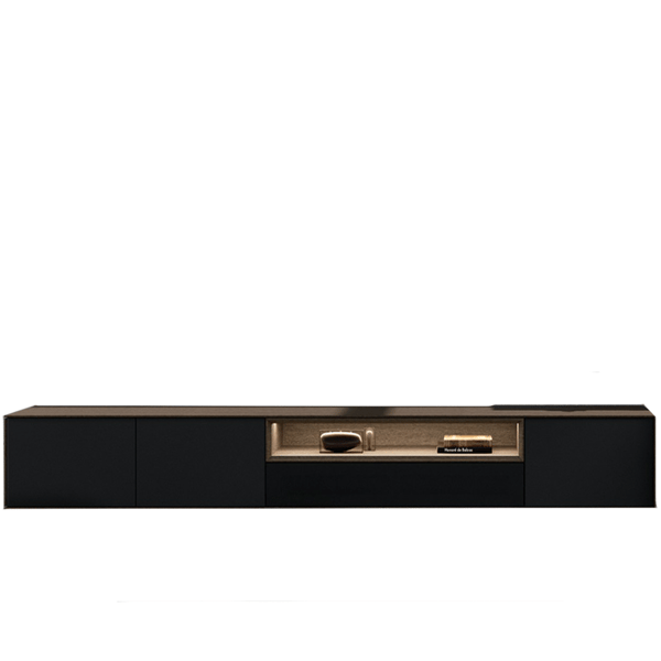 tvdressoir nyro saunaco deruijtermeubel cruquius zwart met hout