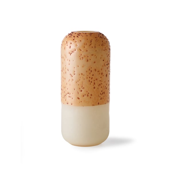 vaas cilinder van handgeblazen glas in de kleur oranje en geel van HKLiving