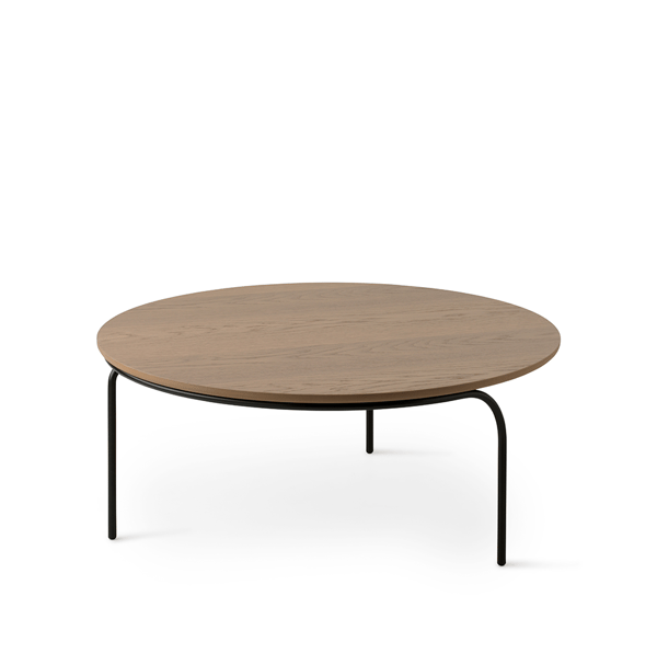 salontafel ova in hout met zwart frame pode cruquius design