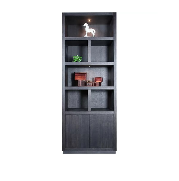 vakkenkast marque van der drift zwart hout met accessoires