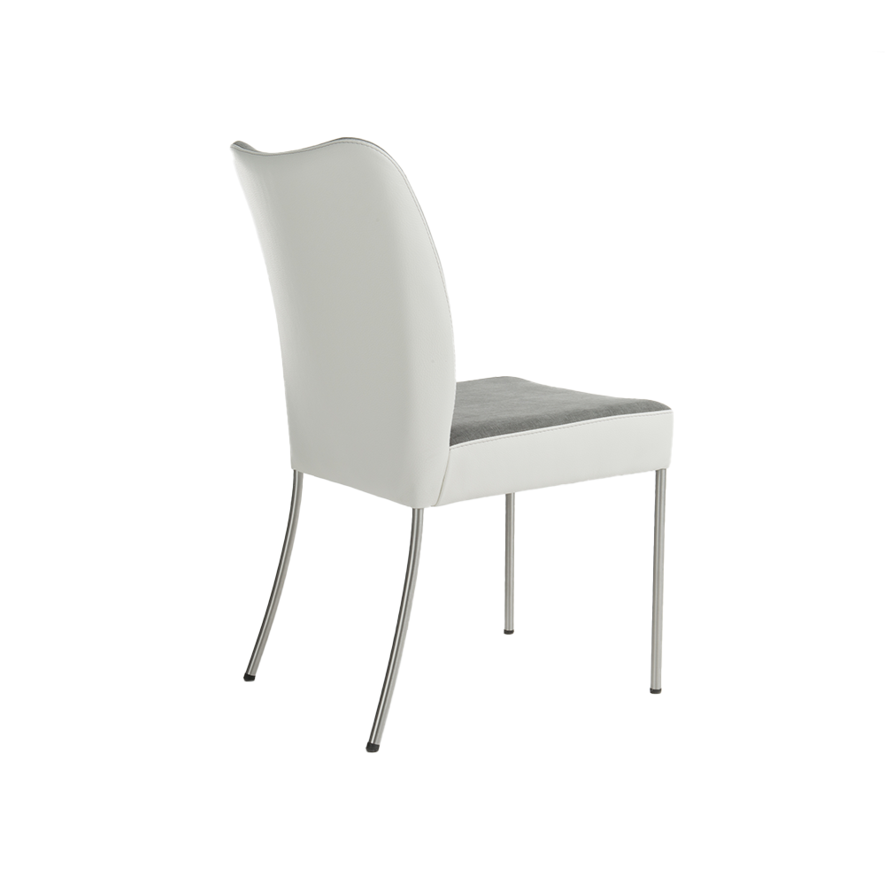 achterzijde eetstoel DUO DU12 bertplantagie designstoelen duostoffering grijs wit RVS