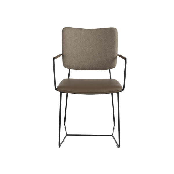 armstoel Kiko K21 slede duostoffering bruin bertplantagie designstoelen