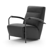 fauteuil scylla hoog in leder antraciet met leren armleggers leolux design cruquius
