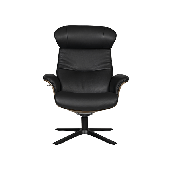 fauteuil time out leder met houten schaal zwart leder