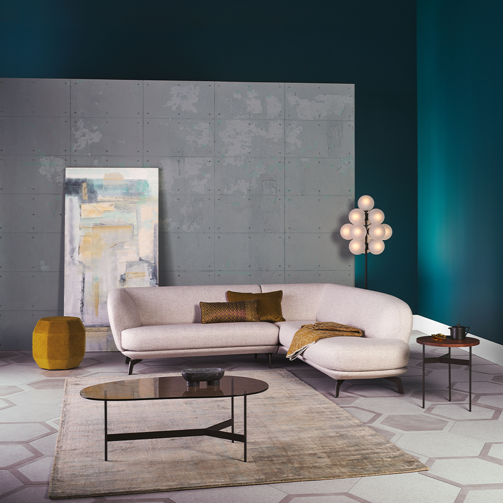 inspiratie hoekbank flint designbanken leolux in leder grijs met zwarte poot