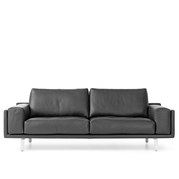 bank bellice in leer bruin met RVS poten design merk leolux