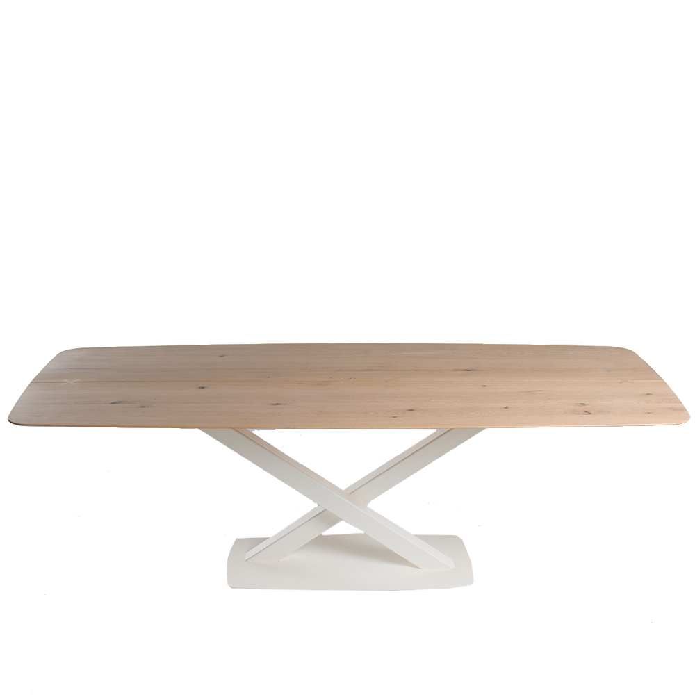 eettafel oxxi bertplantagie designtafels cruquius eiken hout wit metaal onderstel