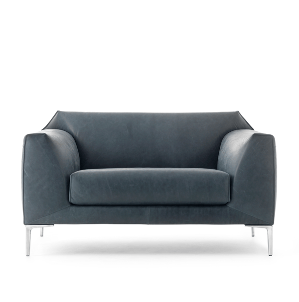 loveseat fold in leder antraciet met rvs poten van pode designmerk