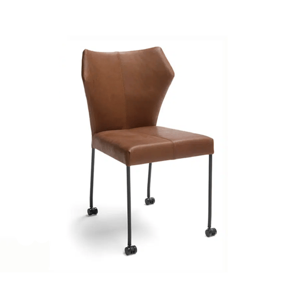 Eetstoel Fly in leder met wielen brees new world design