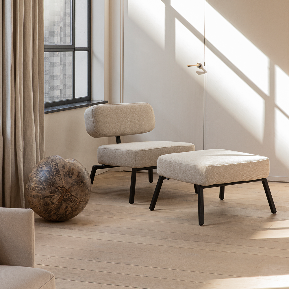 sfeer loungechair ode met hocker poef studio henk design fauteuils cruquius boulevard