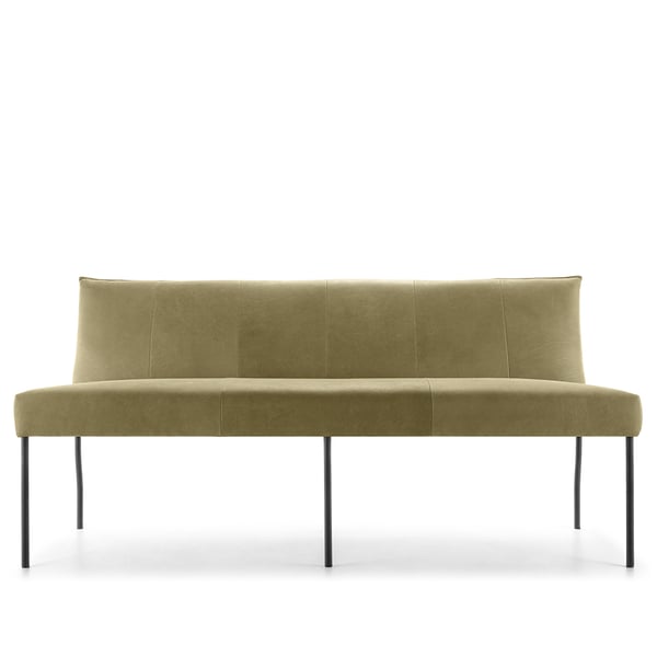 eetbank 180cm in leder kenia met zwart metalen poot via maggio van baenks cruquius