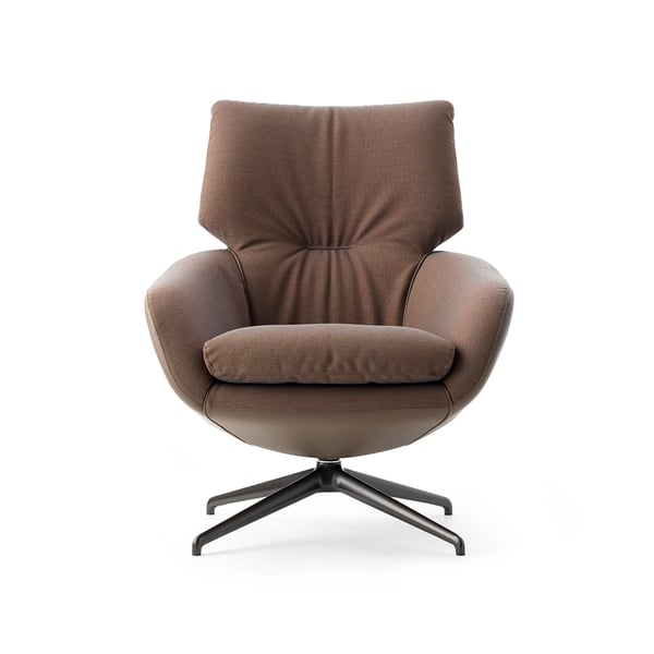 fauteuil lloyd designstoelen leolux in stof en leer bruin