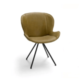 Eetstoel Butterfly 4poot in leer cognac brees new world cruquius deruijtermeubel