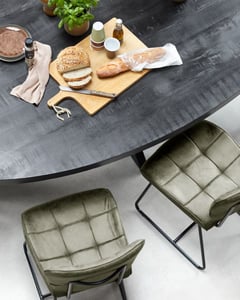 mangohout eettafel zwart ovaal