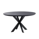 eettafel gardo rond zwart inhouse cruquius hout met metalen boot boomstam