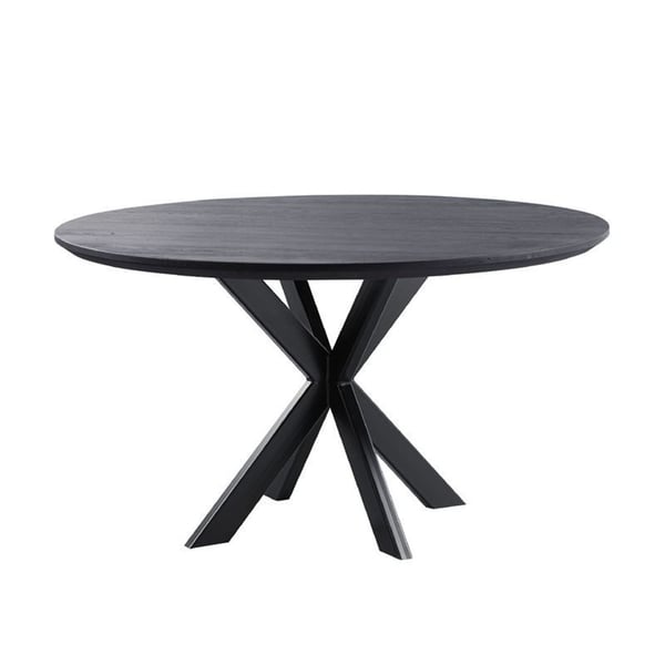 eettafel gardo rond zwart inhouse cruquius hout met metalen boot boomstam