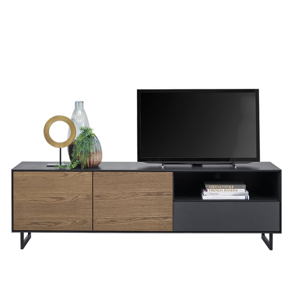 zwarte lade tv dressoir verdo hout met zwart woonprogramma inhouse cruquius