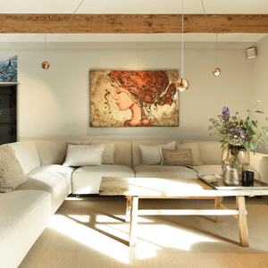 Brentwood hoekbank sfeerbeeld met houten salontafel van baenks