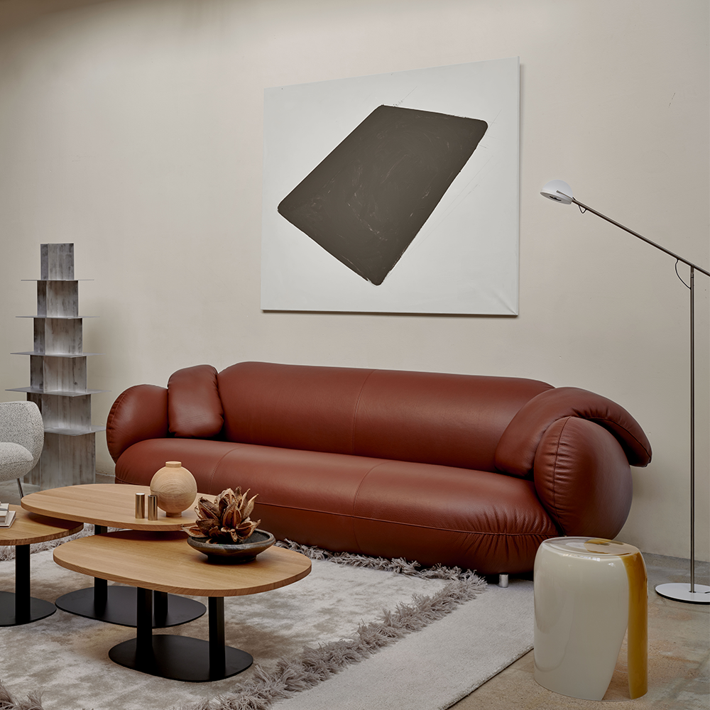 bank pulla leder bruin de ruijtermeubel leolux ronde bank