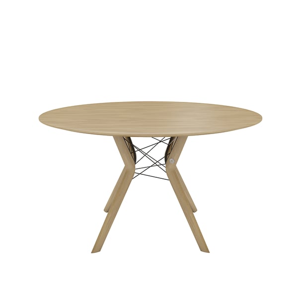 eettafel eclips rond t0100 hout mobitec kruispoot metaal scandinavisch