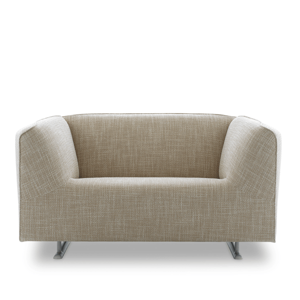 loveseat marv pode designmeubels in stof beige met rvs slede