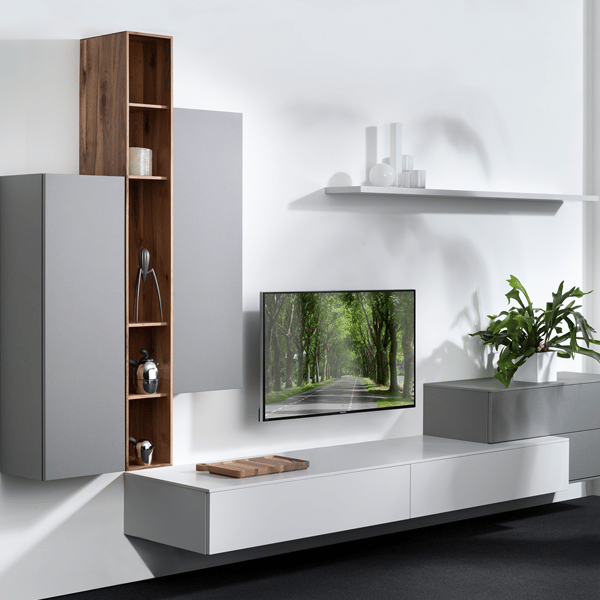 Zwevend dressoir en wandmeubel van interstar tv meubel grijs wit design