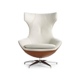 Draaifauteuil Caruzzo duostoffering leer wit bruin deruijtermeubel