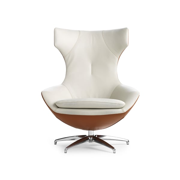 Draaifauteuil Caruzzo duostoffering leer wit bruin deruijtermeubel
