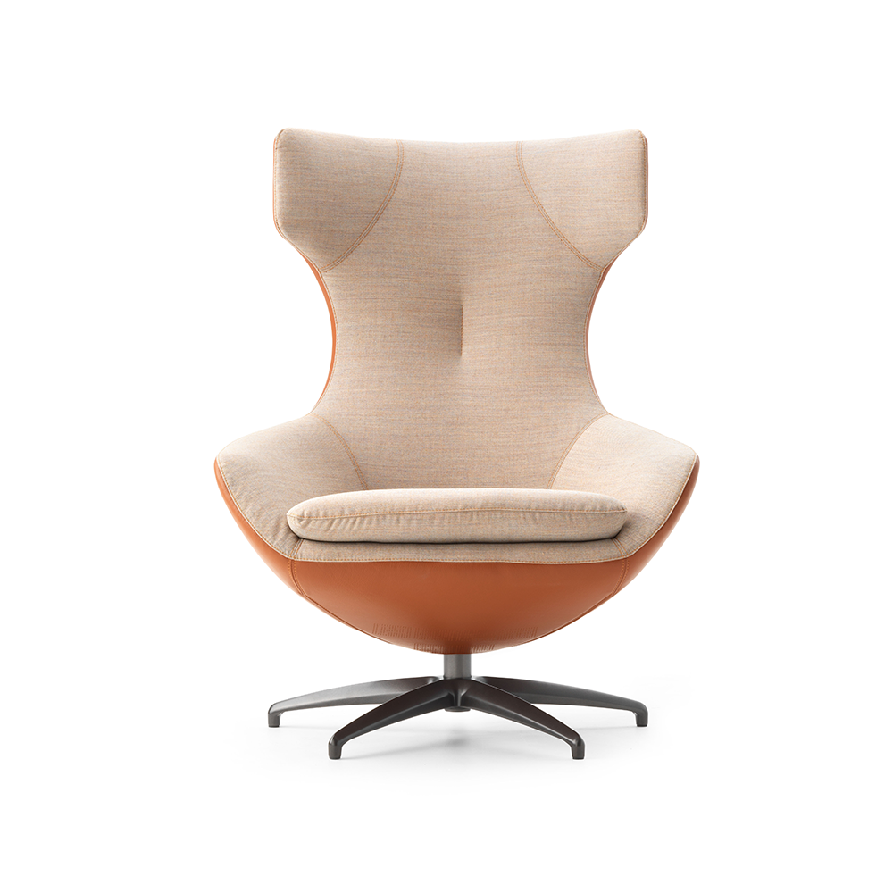 Draaifauteuil Caruzzo duostoffering stof leer beige bruin deruijtermeubel