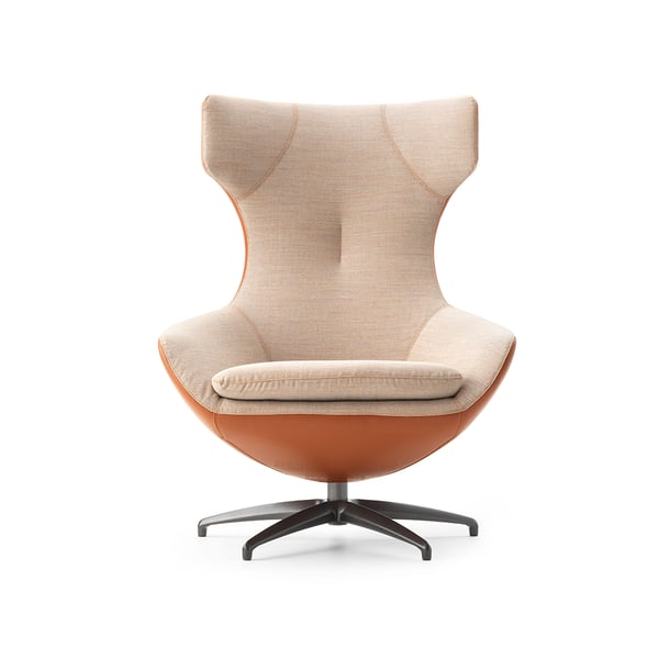 Draaifauteuil Caruzzo duostoffering stof leer beige bruin deruijtermeubel