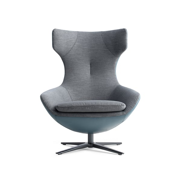 Draaifauteuil Caruzzo duostoffering stof leer blauw grijs deruijtermeubel