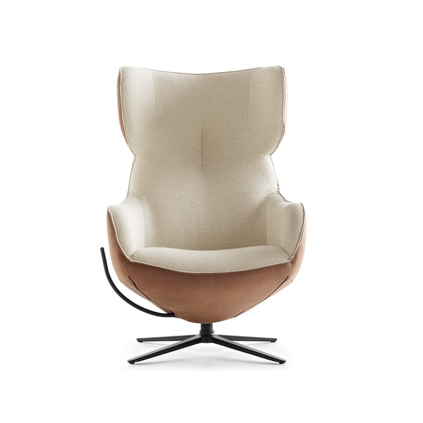 fauteuil dutchz 1801 hoge rug stof en leder cognac house of dutchz cruquius